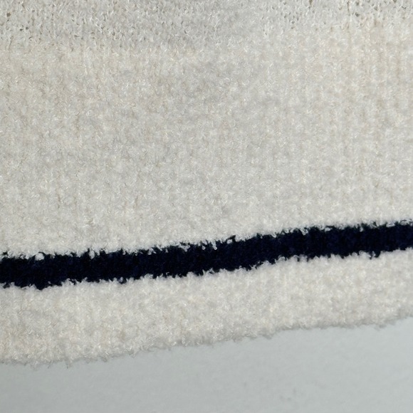 Madewell Cream Black Stripe V Neck Sweater Vest Knit Cozy Preppy Nautical Size M - Picture 5 of 9